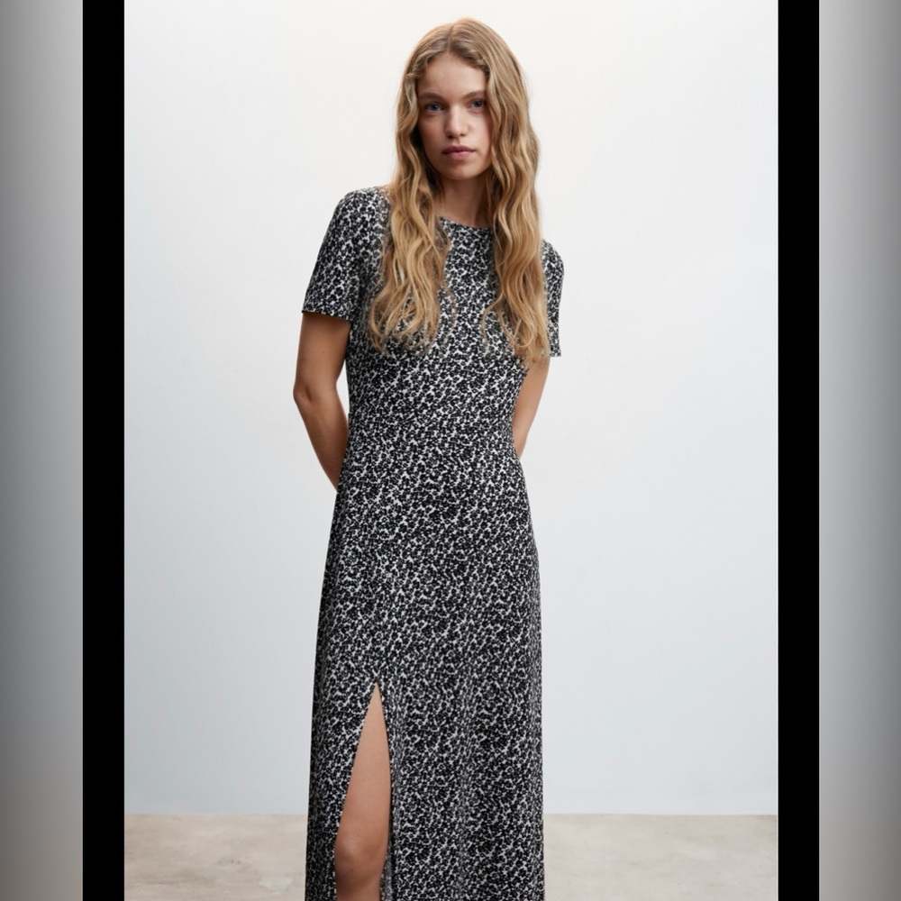 MANGO Black and White Patterned Dress 4X